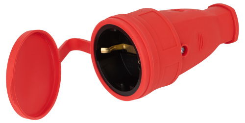 Розетка ЭРА RX10-R-IP44 каучуковая c заземлением 16А IP44 прямая красная фото 2