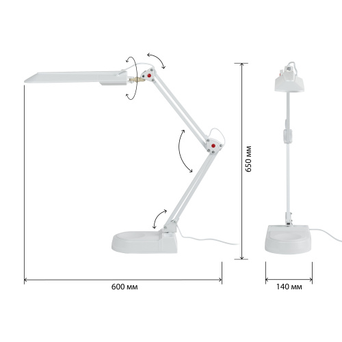 Настольный светильник ЭРА NL-202-G23-11W-W с лампой PL на струбцине и с основанием белый фото 13