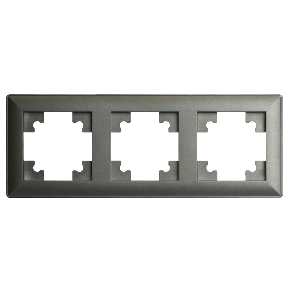 Рамка STEKKER, PFR00-7003-06 3-местная, пластик, серия Катрин, графит