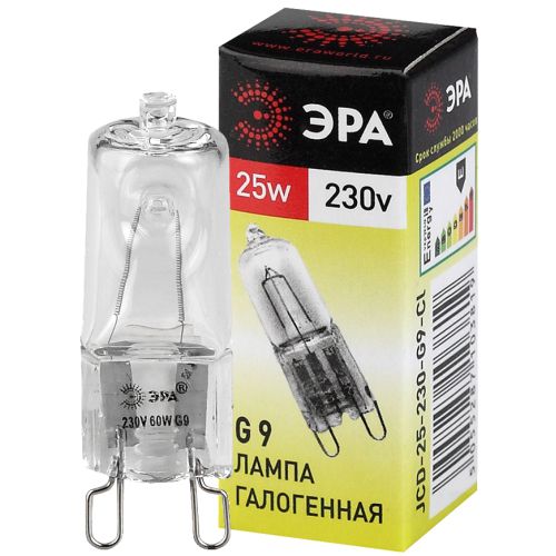 Лампочка галогенная ЭРА G9-JCD-25-230V-CL G9 25Вт капсула теплый белый свет Лампочка галогенная ЭРА G9-JCD-25-230V-CL G9 25Вт капсула теплый белый свет