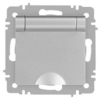 Розетка Intro Accent 6-203-03 2P+E Schuko с крышкой, 16А-250В, IP20, СУ, алюминий