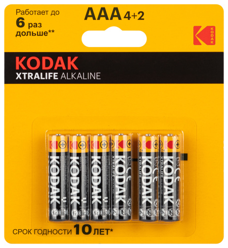 Батарейки Kodak LR03-4+2BL XTRALIFE Alkaline (120/480) фото 2