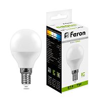 Лампа светодиодная,  (7W) 230V E14 4000K G45, LB-95 FERON