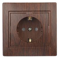 1-206-10 Intro Розетка 2P+E Schuko со шторками, 16А-250В, IP20, СУ, Plano, венге (10/200/2000)