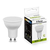 Лампа светодиодная, 80LED (7W) 230V GU10 4000K MR16, LB-26 FERON