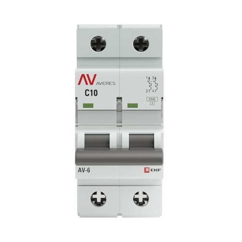 Выключатель автоматический AV-6 2P 10A (C) 6kA EKF AVERES mcb6-2-10C-av фото 2