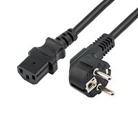 Шнур сетевой, вилка угловая СЕЕ 7/7(Schuko) - разъем IEC 320 C13, кабель 3x0,75 мм², длина 1,8 метра (PVC пакет) REXANT