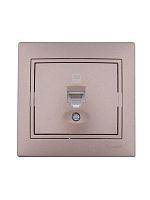 Розетка компьютерная 1-м СП Mira RJ45 16А IP20 со вставкой свет. корич. перламутр. LEZARD 701-3131-139
