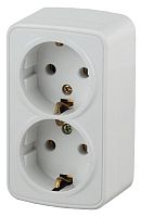 3-204-01 Intro Розетка 2х2P+E Schuko, 16А-250В, IP20, ОУ, Polo, белый (12/240/2880)