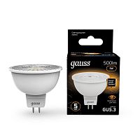 Лампа светодиодная Black 5Вт MR16 софит 3000К тепл. бел. GU5.3 500лм GAUSS 101505105