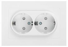Розетка Intro Accent 6-208-01 , 2X2P+E Schuko со шторками, 16А-250В, IP20, СУ, AL/CU, белый