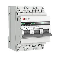 Автоматический выключатель 3P 2,5А (D) 4,5kA ВА 47-63 EKF PROxima mcb4763-3-2.5D-pro