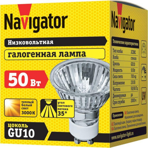 Лампа галогенная 94 208 JCDRC 50Вт GU10 230В 2000h Navigator 94208 фото 2