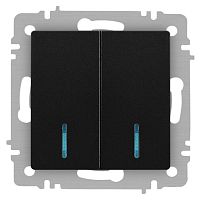 Выключатель Accent 6-105-05 двойн. с подсветкой 10А-250В IP20 СУ AL/CU антрацит Intro Б0063516