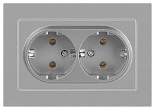 Розетка Intro Accent 6-205-03 2X2P+E Schuko, 16А-250В, IP20, СУ, AL/CU, алюминий