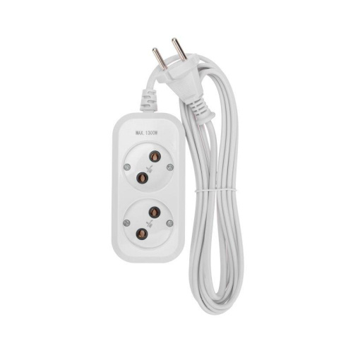 Удлинитель 2 гнезда 3м 2х0.75кв.мм б/з бел. PROCONNECT 13-4201 фото 3