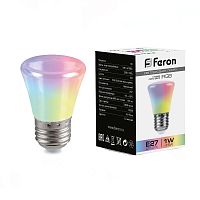 Лампа светодиодная,  (1W) 230V E27 RGB C45, LB-372 матовый плавная сменая цвета FERON