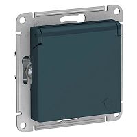 Розетка 1-м СП AtlasDesign 16А IP20 с/з защ. шторки с крышкой механизм изумруд SE ATN000846
