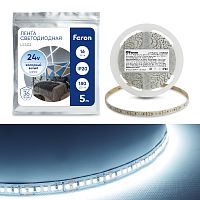 Лента светодиодная 180SMD(2835)/м 16Вт/м 24V 5000*10*1.22мм 6000К, LS502 FERON