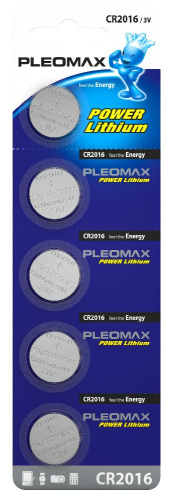 Батарейки Pleomax CR2016-5BL Lithium