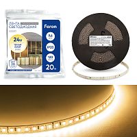 Светодиодная лента Feron LS520 стабилизированная, 120SMD(2835)/м 9,6Вт/м 24V 20000*10*1.22мм 3000К IP20