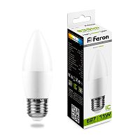 Лампа светодиодная, (11W) 230V E27 4000K С37, LB-770 FERON