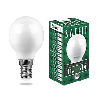 Лампа светодиодная, 11W 230V E14 4000K G45, SBG4511 SAFFIT