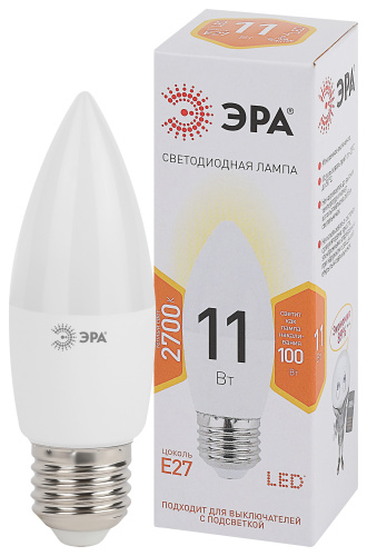 Лампочка светодиодная ЭРА STD LED B35-11W-827-E27 E27 / Е27 11Вт свеча теплый белый свет фото 3