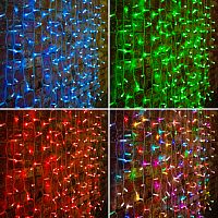 Гирлянда светодиодная Занавес 2х1,5м 300 LED RGB прозрачный ПВХ IP65 для свечения с динамикой 230В нужен контроллер 245-908 NEON-NIGHT