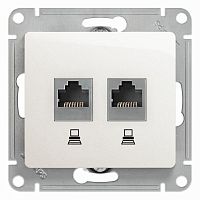 GLOSSA РОЗЕТКА двойная компьютерная RJ45+RJ45, кат.5E, механизм,ПЕРЛАМУТР