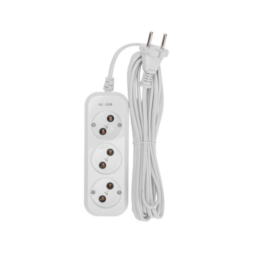 Удлинитель 3 гнезда 5м 2х0.75кв.мм б/з бел. PROCONNECT 13-4207 фото 3