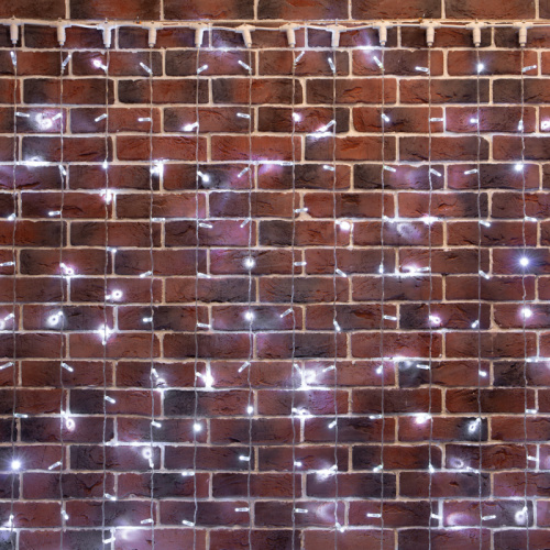 Гирлянда светодиодная Занавес 2х6м 768 LED БЕЛЫЙ прозрачный ПВХ IP65 постоянное свечение 230В нужен блок 303-500-1 NEON-NIGHT