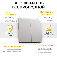 Выключатель дистанционного управления 230V 500W двухклавишный, TM82, серебро FERON