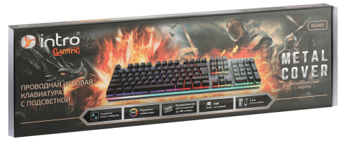 Клавиатура Intro KG480 игровая проводная металлическая с подсветкой черная фото 4