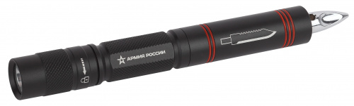 Светодиодный фонарь АРМИЯ РОССИИ MB-603 Кастет ручной на батарейках алюминиевый нож молоток фото 5