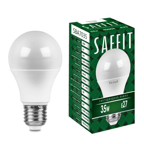 Лампа светодиодная, 35W 230V E27 4000K A70, SBA7035 SAFFIT