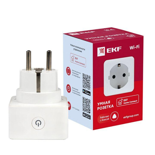 Умная розетка EKF Сonnect Wi-Fi белая RCS-1-WF фото 2