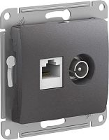 Розетка компьютерная + телевизионная 2-м Glossa RJ45 кат.5E + TV механизм графит SE GSL001389