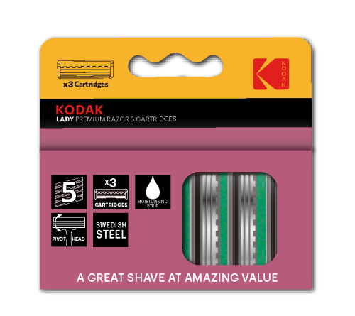 Сменные кассеты для бритья Kodak LADY Prem Razor 5 лезвий 3 штуки розовый (72/288/17280)