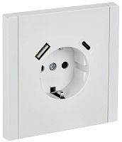 Розетка FORTE&PIANO FP247 16А USB A+C 18Вт с заземл. защ. штроки винт. крепл. бел. IEK FP-R14-16-U22-018-K01