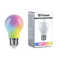 Лампа светодиодная,  (3W) 230V E27 RGB A50, LB-375 матовый плавная сменая цвета FERON
