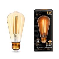 Лампа светодиодная филаментная Filament 8Вт 2400 тепл. бел. E27 740лм ST64 golden GAUSS 157802008