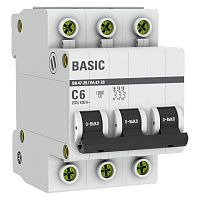 Автоматический выключатель 3P 6А (C) 4,5кА ВА 47-29  Basic mcb4729-3-06C