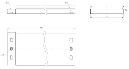 Лоток неперфорированный 50х300х3000-0,55 мм EKF L5030000-0,55 фото 2