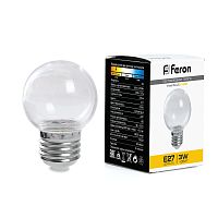 Лампа светодиодная,  (3W) 230V E27 2700K G60 прозрачная, LB-371 FERON