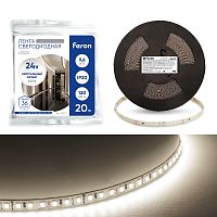 Светодиодная лента Feron LS520 стабилизированная, 120SMD(2835)/м 9.6Вт/м 24V 20000*10*1.22мм 4000К IP20