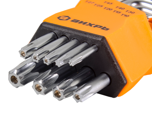 Набор ключей имбусовых Вихрь Torx , 9 шт, T10-T50 фото 3