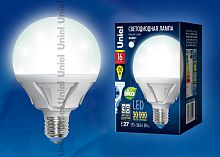 Лампа светодиодная LED-G95-16W/NW/E27/FR ALP01WH  Форма ""шар"", матовая колба. Материал корпуса алюминий. Цвет свечения белый. Серия Palazzo