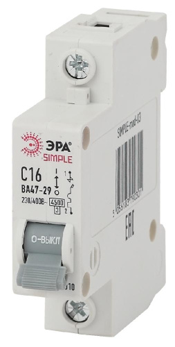 Автоматический выключатель ЭРА SIMPLE SIMPLE-mod-03 ВА 47-29 1P 16А кривая С 4,5кА