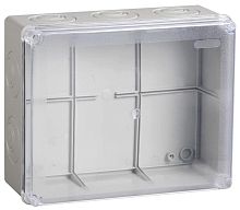 Коробка КМ41278 распаячная для о/п 240х195х165 мм IP55 (RAL7035, прозр. кр., кабельные вводы 5 шт)